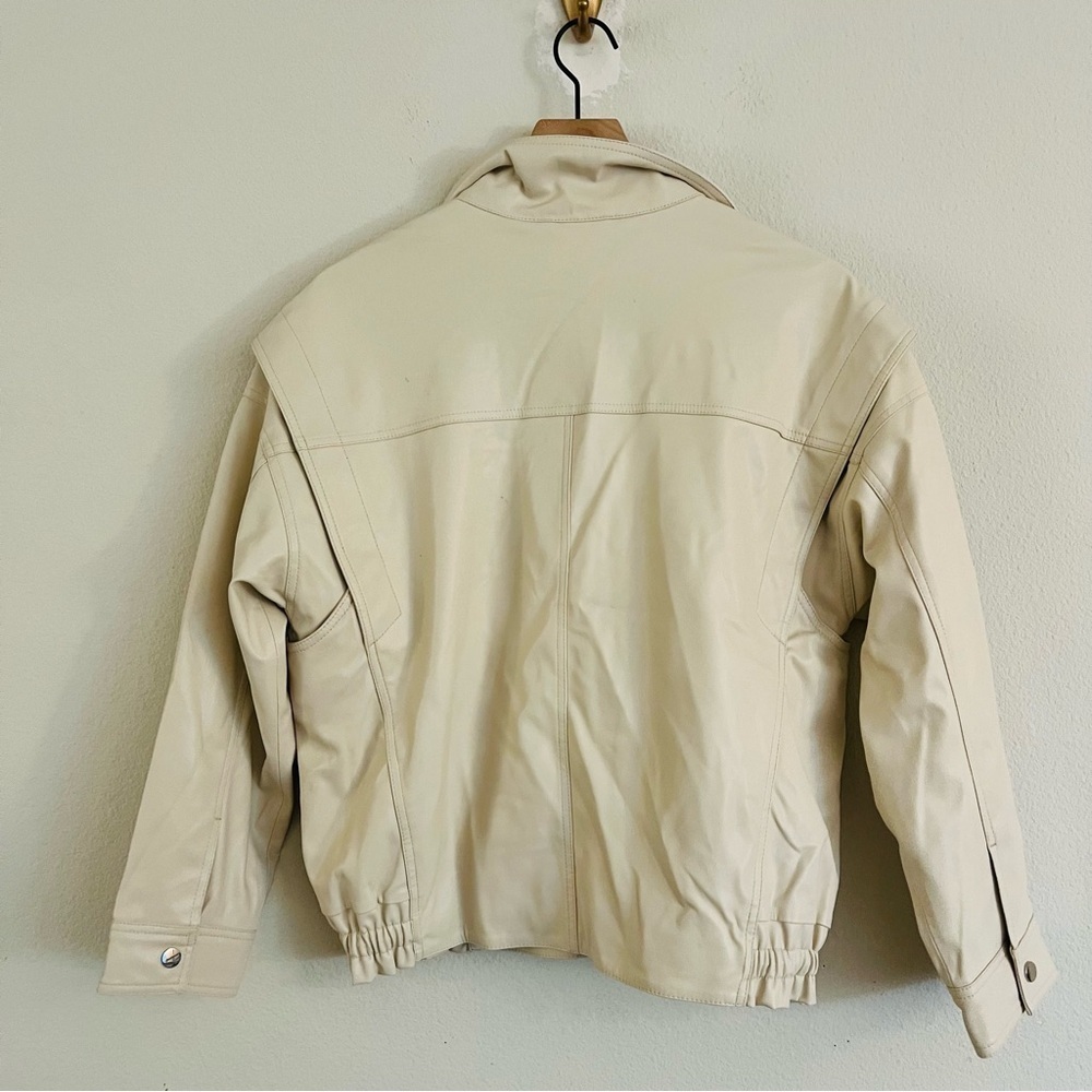 AG Adriano Goldschmied Women's Cream Button Up Bomber Jacket Size Small - Picture 2 of 6